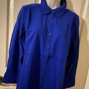 Long sleeve bright blue shirt